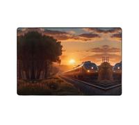 WZYWHJ Tappeti per soggiorno, tappeto runner antiscivolo per asilo nido tappeto da gioco 152,4 x 99,1 cm treno al tramonto stampato