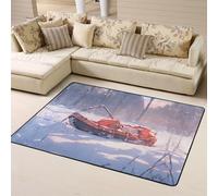 WZYWHJ Tappeti per soggiorno, tappeto runner antiscivolo per asilo nido tappeto da gioco 160 x 121,9 cm slittino su collina innevata stampato