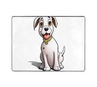 WZYWHJ Tappeti per soggiorno, tappeto runner antiscivolo per asilo nido tappeto da gioco 160 x 121,9 cm con stampa di un piccolo cane bianco in stile cartone animato