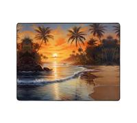 WZYWHJ Tappeti per soggiorno, tappeto runner antiscivolo per asilo nido tappeto da gioco 160 x 121,9 cm, motivo alberi di cocco vicino al lago