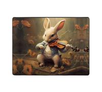 WZYWHJ Tappeti per soggiorno, tappeto runner antiscivolo per asilo nido tappeto da gioco 160 x 121,9 cm con stampa di coniglietto che suona il violino