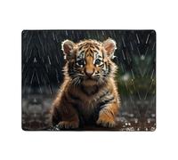 WZYWHJ Tappeti per soggiorno, tappeto runner antiscivolo per asilo nido tappeto da gioco 160 x 121,9 cm stampato cucciolo di tigre sotto la pioggia