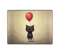 WZYWHJ Tappeti per soggiorno, tappeto runner antiscivolo per asilo nido tappeto da gioco 160 x 121,9 cm, piccolo gatto nero con stampa di un palloncino