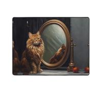 WZYWHJ Tappeti per soggiorno, tappeto runner antiscivolo per asilo nido tappeto da gioco 160 x 122 cm stampa gatto che guarda nello specchio