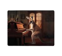 WZYWHJ Tappeti per soggiorno, tappeto runner antiscivolo per asilo nido tappeto da gioco 160 x 122 cm con stampa canguro che suona il pianoforte