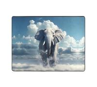 WZYWHJ Tappeti per soggiorno, tappeto runner antiscivolo per asilo nido tappeto da gioco 160 x 122 cm Il piccolo elefante sulle nuvole stampato