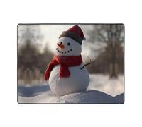 WZYWHJ Tappeti per soggiorno, tappeto runner antiscivolo per asilo nido tappeto da gioco 160 x 122 cm con piccolo pupazzo di neve nella foresta stampato