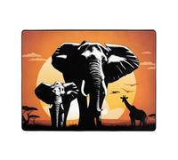 WZYWHJ Tappeti per soggiorno, tappeto runner antiscivolo per asilo nido tappeto da gioco 160 x 122 cm elefante e giraffa al tramonto stampato