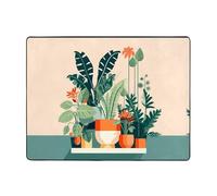 WZYWHJ Tappeti per soggiorno, tappeto runner antiscivolo per asilo nido tappeto da gioco 160 x 122 cm con stampa di piccole piante verdi