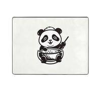 WZYWHJ Tappeti per soggiorno, tappeto runner antiscivolo per asilo nido tappeto da gioco 160 x 122 cm Baby Panda che mangia cibo stampato