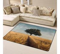 WZYWHJ Tappeti per soggiorno, tappeto runner antiscivolo per asilo nido tappeto da gioco 160 x 122 cm con stampa dell'albero nel campo di grano