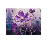 WZYWHJ Tappeti per soggiorno, tappeto runner antiscivolo per asilo nido tappeto da gioco, 160 x 122 cm, piccoli fiori di campo viola stampati