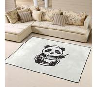 WZYWHJ Tappeti per soggiorno, tappeto runner antiscivolo per asilo nido tappeto da gioco 160 x 122 cm Baby panda che mangia cibo stampato