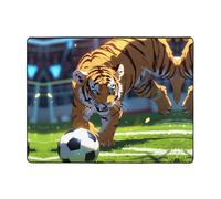 WZYWHJ Tappeti per soggiorno, tappeto runner antiscivolo per asilo nido tappeto da gioco 160 x 122 cm cucciolo di tigre che gioca a calcio
