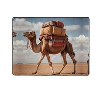 WZYWHJ Tappeti per soggiorno, tappeto runner antiscivolo per asilo nido tappeto da gioco 160 x 122 cm cammello stampa bagagli