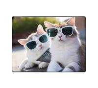 WZYWHJ Tappeti per soggiorno, tappeto runner antiscivolo per asilo nido tappeto da gioco 160 x 122 cm con immagine di un simpatico paio di gatti