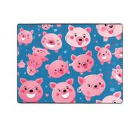 WZYWHJ Tappeti per soggiorno, tappeto runner antiscivolo per asilo nido tappeto da gioco 160 x 122 cm con stampa di maiale rosa sorridente