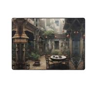 WZYWHJ Tappeti per soggiorno, tappeto runner antiscivolo per asilo nido tappeto da gioco 203,2 x 147,3 cm un piccolo cortile con stampa tè