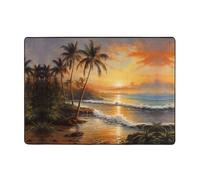 WZYWHJ Tappeti per soggiorno, tappeto runner antiscivolo per asilo nido tappeto da gioco 203,2 x 147,3 cm immagine tramonto in riva al lago
