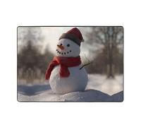 WZYWHJ Tappeti per soggiorno, tappeto runner antiscivolo per asilo nido tappeto da gioco 203,2 x 147,3 cm Piccolo pupazzo di neve nella foresta stampato