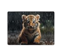WZYWHJ Tappeti per soggiorno, tappeto runner antiscivolo per asilo nido tappeto da gioco 203,2 x 147,3 cm cucciolo di tigre sotto la pioggia stampato
