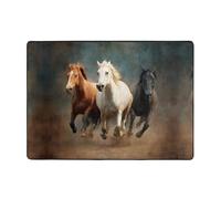 WZYWHJ Tappeti per soggiorno, tappeto runner antiscivolo per asilo nido tappeto da gioco 203,2 x 147,3 cm con tre cavalli al galoppo stampati