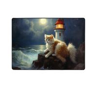 WZYWHJ Tappeti per soggiorno, tappeto runner antiscivolo per asilo nido tappeto da gioco 203,2 x 147,3 cm gatto da faro stampato