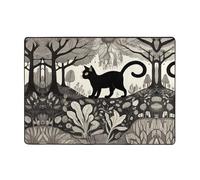 WZYWHJ Tappeti per soggiorno, tappeto runner antiscivolo per asilo nido tappeto da gioco 203,2 x 147,3 cm gatto nero con motivo strano foresta