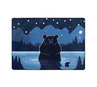 WZYWHJ Tappeti per soggiorno, tappeto runner antiscivolo per asilo nido tappeto da gioco 203,2 x 147,3 cm con immagine di orso che fa il bagno sotto le stelle