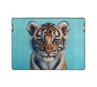 WZYWHJ Tappeti per soggiorno, tappeto runner antiscivolo per asilo nido tappeto da gioco 203,2 x 147,3 cm tigre su sfondo blu stampato