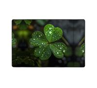 WZYWHJ Tappeti per soggiorno, tappeto runner antiscivolo, tappeto da gioco, 152,4 x 99,1 cm, trifoglio a tre foglie sparso di gocce d'acqua stampato