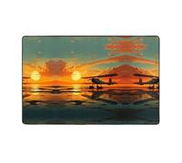 WZYWHJ Tappeti per soggiorno, tappeto runner antiscivolo, tappeto per asilo nido tappeto da gioco, 152,4 x 99,1 cm, aereo al tramonto stampato