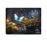 WZYWHJ Tappeti per soggiorno, tappeto runner antiscivolo tappeto per asilo nido tappeto da gioco 160 x 122 cm farfalle nella foresta stampata