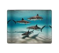 WZYWHJ Tappeti per soggiorno, tappeto runner antiscivolo tappeto per asilo nido tappeto da gioco 160 x 122 cm con stampa di pesci nel mare profondo