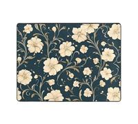 WZYWHJ Tappeti per soggiorno, tappeto runner antiscivolo tappeto per asilo nido tappeto da gioco 160 x 122 cm retrò con piccoli fiori bianchi immagine