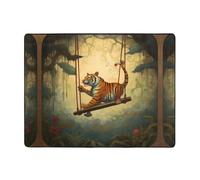 WZYWHJ Tappeti per soggiorno, tappeto runner antiscivolo tappeto per asilo nido tappeto da gioco 160 x 122 cm Little tiger on the swing stampato