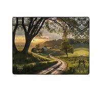 WZYWHJ Tappeti per soggiorno, tappeto runner antiscivolo, tappeto per asilo nido tappeto da gioco, 160 x 122 cm, immagine pastorale dopo la pioggia