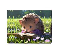 WZYWHJ Tappeti per soggiorno, tappeto runner antiscivolo tappeto per asilo nido tappeto da gioco 160 x 122 cm riccio lettura seriamente immagine