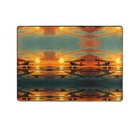 WZYWHJ Tappeti per soggiorno, tappeto runner antiscivolo tappeto per asilo nido tappeto da gioco 203,2 x 147,3 cm Aereo al tramonto stampato