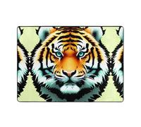 WZYWHJ Tappeti per soggiorno, tappeto runner antiscivolo tappeto per asilo nido tappeto da gioco 203,2 x 147,3 cm piccola testa di tigre grassa stampata