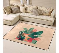WZYWHJ Tappeti per soggiorno, tappeto runner tappeto antiscivolo per vivaio tappeto da gioco 160 x 122 cm per interni con stampa di piccole piante verdi