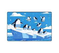 WZYWHJ Tappetino antiscivolo con pinguini sull'iceberg Stampa morbida e confortevole buona dimensione di assorbimento dell'acqua Nome per soggiorno e balcone