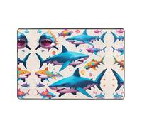WZYWHJ Tappetino antiscivolo tappeto Graffiti Shark Prints morbido e confortevole buon assorbimento d'acqua sizeName per soggiorno e balcone