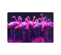 WZYWHJ Tappetino antiscivolo tappeto stormo di fenicotteri al neon modello morbido e confortevole buon assorbimento d'acqua sizeName per soggiorno e balcone