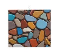 WZYWHJ Tappetino colorato per asciugare la stampa di sentieri di pietra per la cucina: realizzato in spugna assorbente d'acqua, con cordino per appendere 45,7 x 40,6 cm