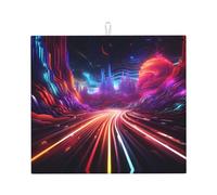 WZYWHJ Tappetino per asciugare la cucina con stampa di strade colorate: realizzato in spugna assorbente d'acqua, con cordino per appenderlo, 45,7 x 40,6 cm