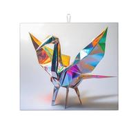 WZYWHJ Tappetino per asciugare origami con gru colorata per la cucina: realizzato in spugna assorbente d'acqua, con cordino per appendere 45,7 x 40,6 cm