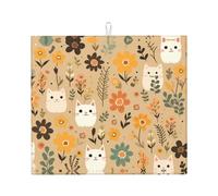 WZYWHJ Tappetino scolapiatti con immagine di gatto nel cespuglio per la cucina: realizzato in spugna assorbente, con cordino per appenderlo, 45,7 x 40,6 cm
