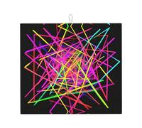 WZYWHJ Tappetino scolapiatti con linee al neon per la cucina: realizzato in spugna assorbente, con cordino per appenderlo, 45,7 x 40,6 cm