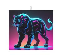 WZYWHJ Tappetino scolapiatti con motivo leopardato seriale per cucina: realizzato in spugna assorbente d'acqua, con cordino per appenderlo, 45,7 x 40,6 cm